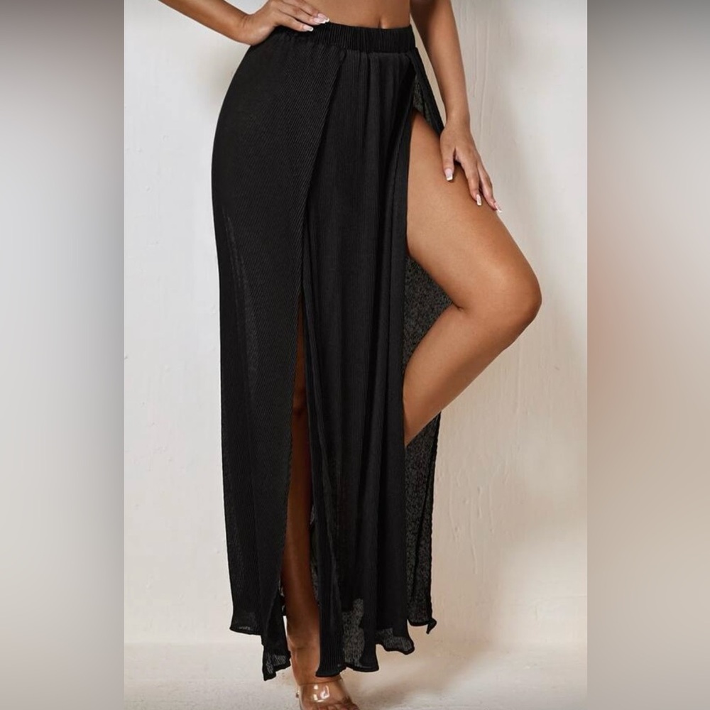 SHEIN Black High Low Skirt